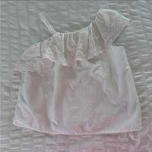 Gap Kids Asymmetrical Swiss Dot Eyelet Ruffle Top Girls Size Medium